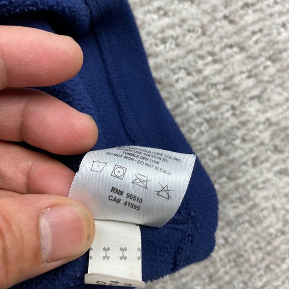 Under ARMOUR UA Fleece Sweater Men Small S Navy Blue Gray 1/4 Zip Pull Over Logo - Picture 8 of 11